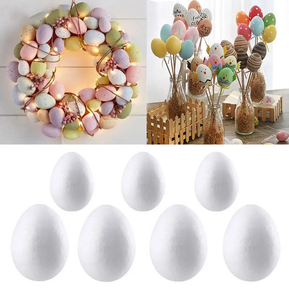 20Pcs/Bag Easter Decor White Foam Eggs Easter Polystyrene DIY Easter Simulation Egg Hanging Easter Decorations