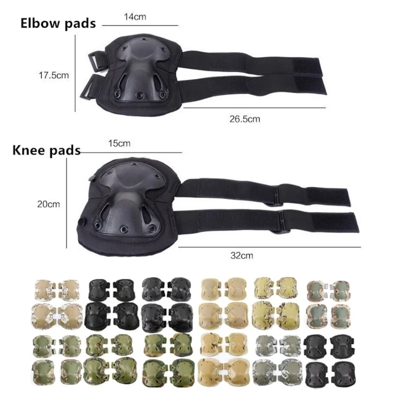 4pcs Tactical Knee Pad Elbow CS Military Protector Army Airsoft Outdoor Hunting Kneepad Safety Gear Knee Protective Pads Sport