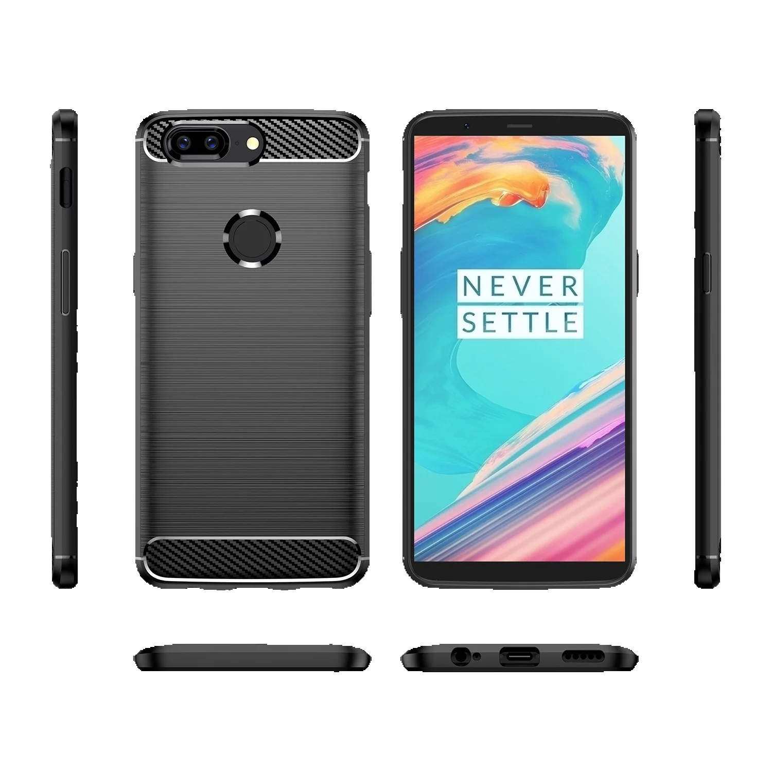 Silicone Cases Oneplus 5t 1+5 Shockproof Matte Back Cover For 1+5t One Plus 5 Carbon Fiber Case Coque Fundas