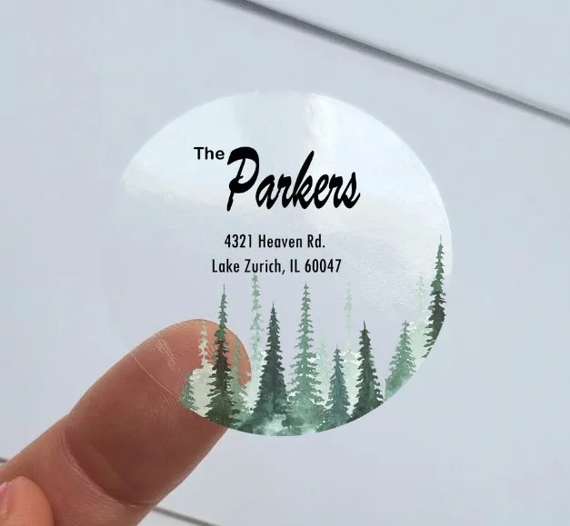 Customized Transparent Circular Stickers, Personalized Circular Labels, Wedding Circular Stickers, Printed with Clear Address