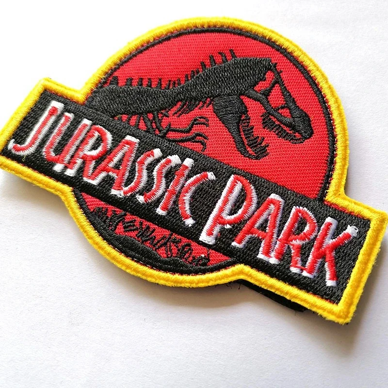 Parche de gancho y bucle bordado de Jurassic Park, parches de ropa Diy de dinosaurio Tiranosaurio Rex, insignia masculina, pegatinas para mochila y sombrero
