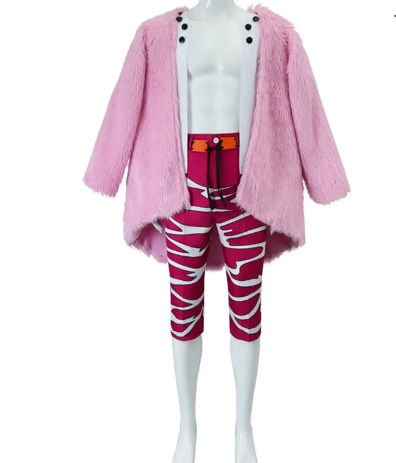 Anime Donquixote Doflamingo Costume Custom Made Joker Turkey Feather Mens Womens Cloak Coat Jacket Suit  Cosplay Halloween Scarf