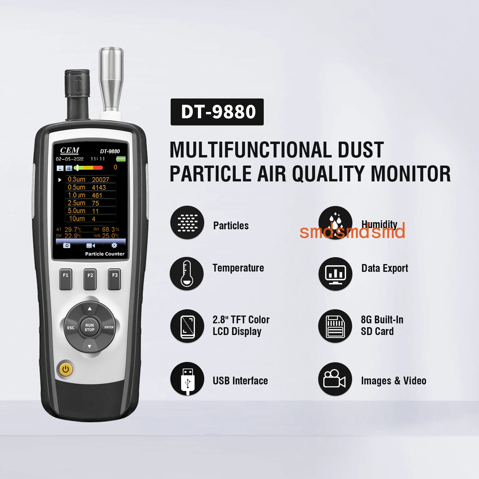 

DT-9880 6 Channels Dust Infrared Air Particle Counter PM0.3/PM0.5/PM2.5/PM5/PM10 μm for Cleanroom Hospital Factory