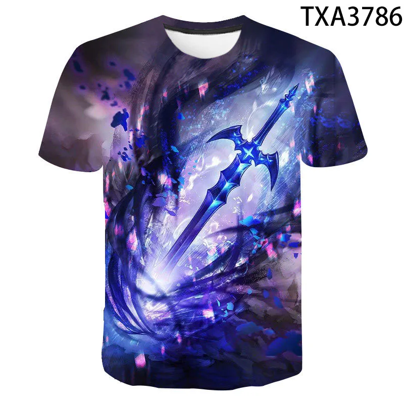 

Summer Men Women Children 3D Print Game Weapon Sword T Shirt Fashion T-shirt Short Sleeve Tops Harajuku Boy Girl Kids Cool Tees