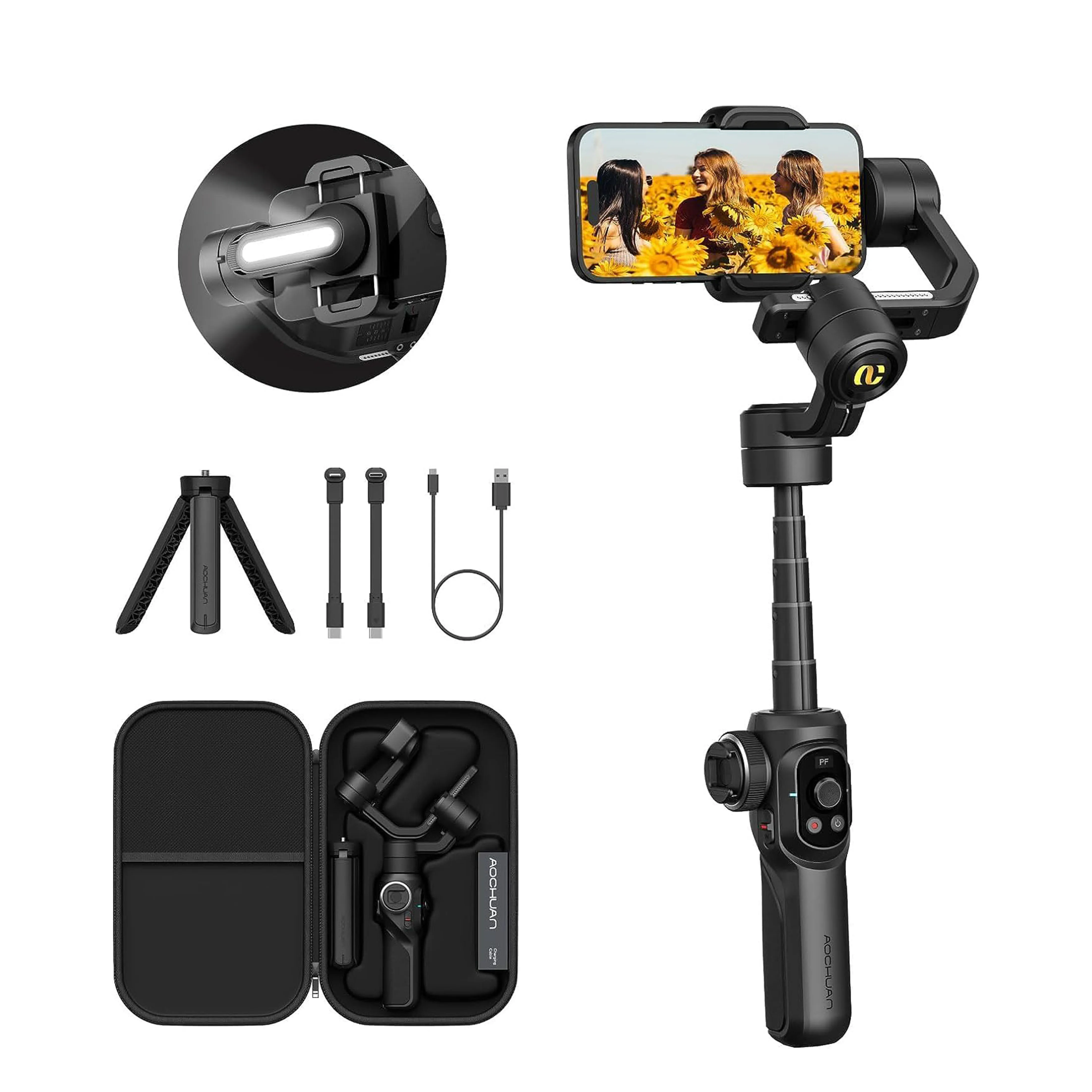 AOCHUAN Smart S2 Smartphone Gimbal Stabilizer Professional Industry Standard 3-Axis Gimble