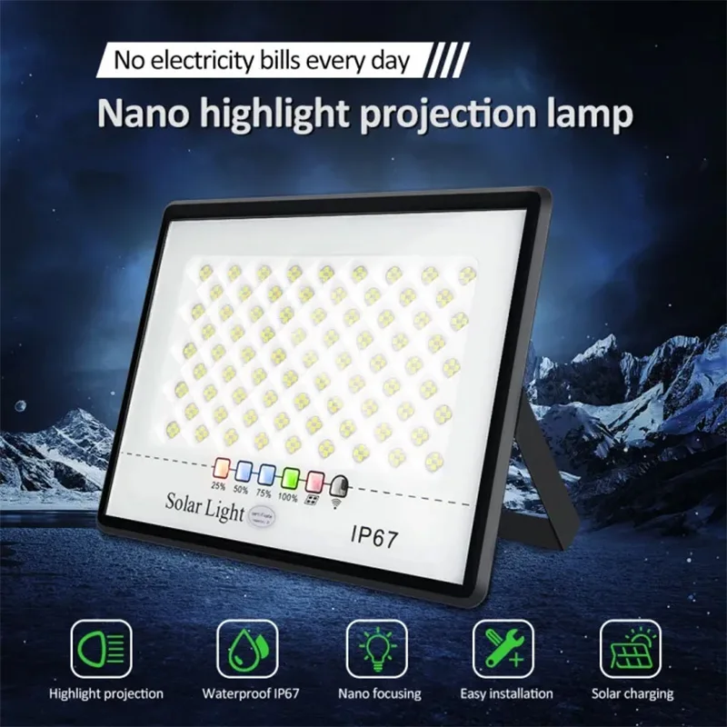 

300W Solar Lights Outdoor Garden LED Floodlight Emergency Spotlight Lighting Waterproof Remote Control Street Wall Night Light