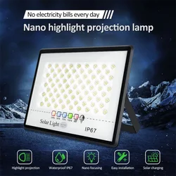 Outdoor Solar Floodlight LED Solar Flood Light Waterproof Remote Control Automatic Switch Charging Suitable Gardens Night Light