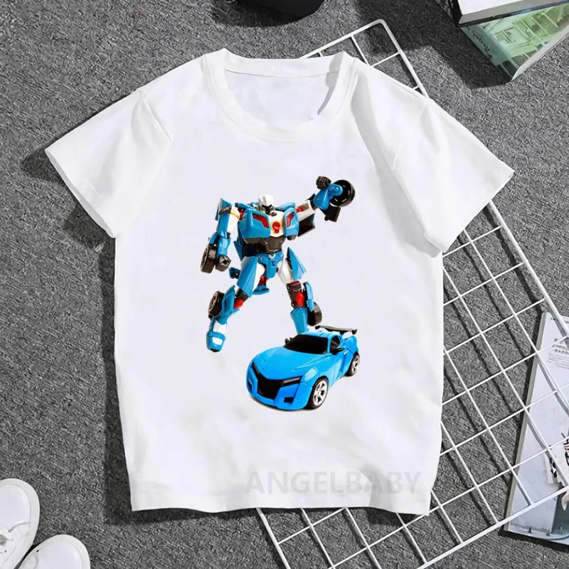 Hot Sale Tobot Evolution Transformer Robot Car Print Children T-shirt Cool Girls/Boys Baby Clothes Kids Summer T shirt Boys Tops