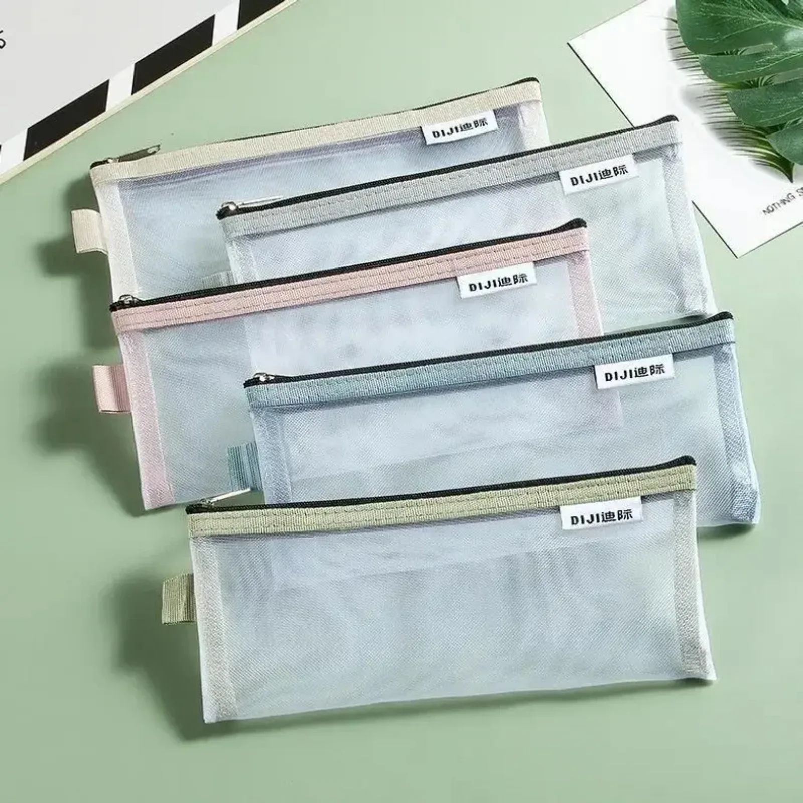 1Pcs Mesh Zipper Pouch Clear Document Bag Book File Folders Stationery Pencil Case Storage Bags