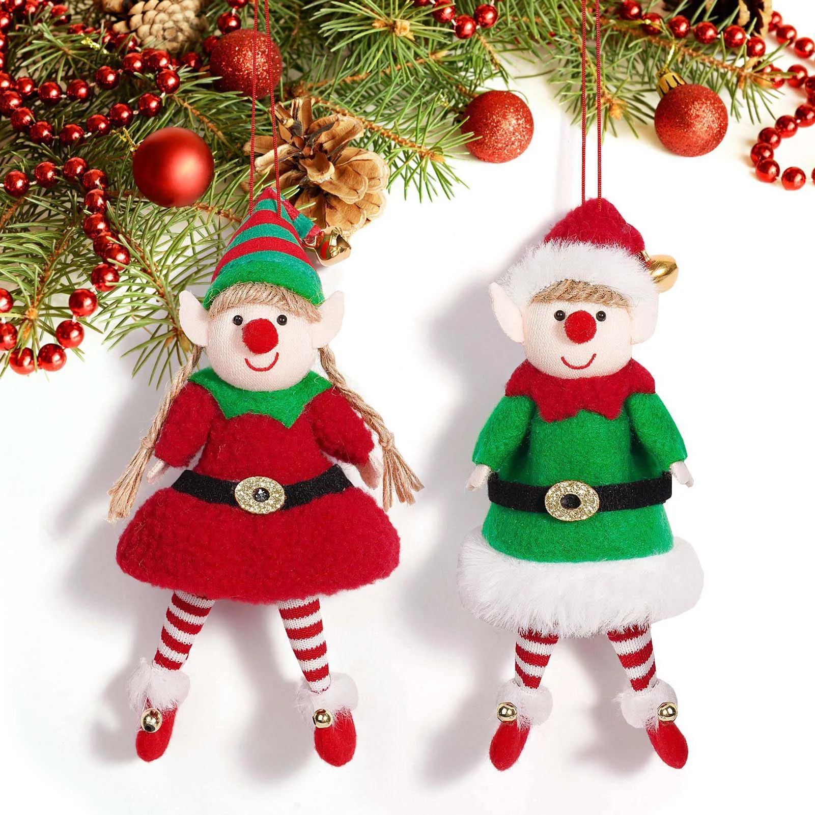 Stuffed Christmas Elf Decorations Adorable Xmas Boy and Girl Holiday Decor Suitable for Heartwarming Gifts