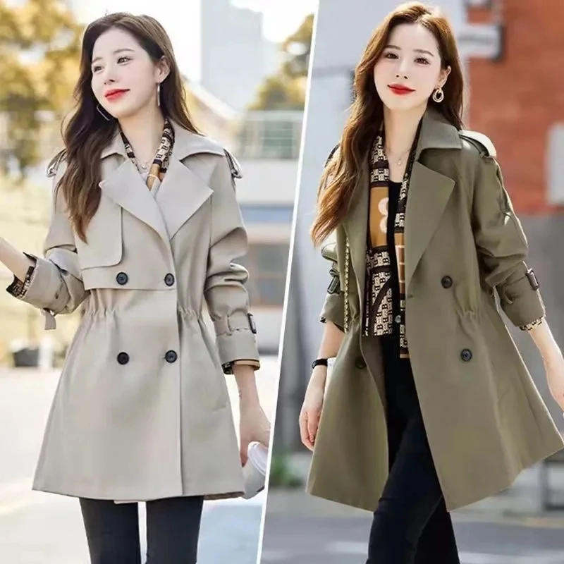 Female Mid Length Version New British Style Windbreaker Coat Women Spring Autumn Versatile Korean Appear Thin Long Sleeved Tops