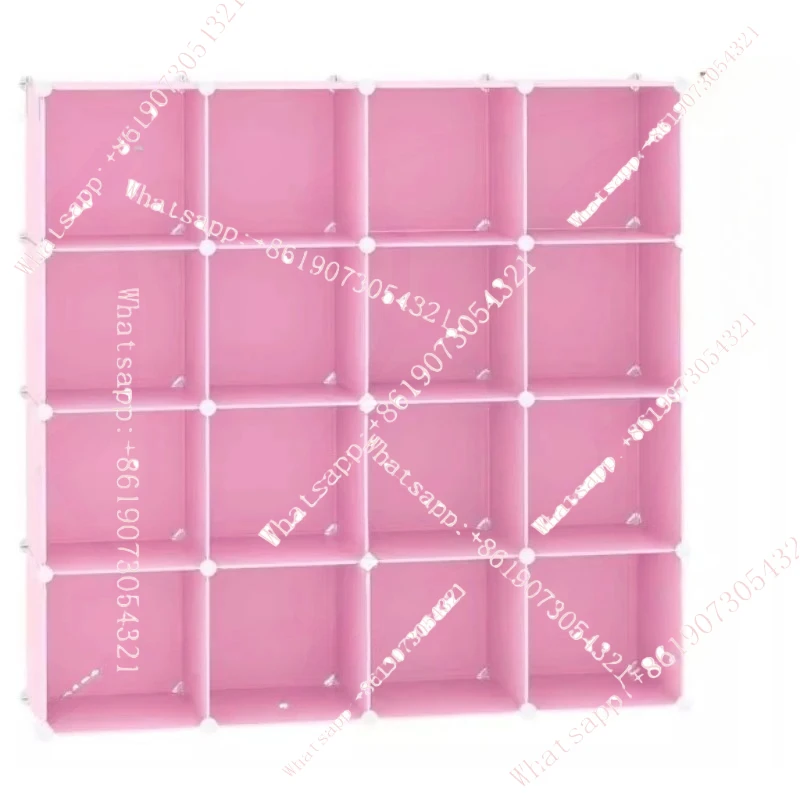 New home plastic shelves, 16 compartments without doors, assembled bookcase, convenient storage shelves