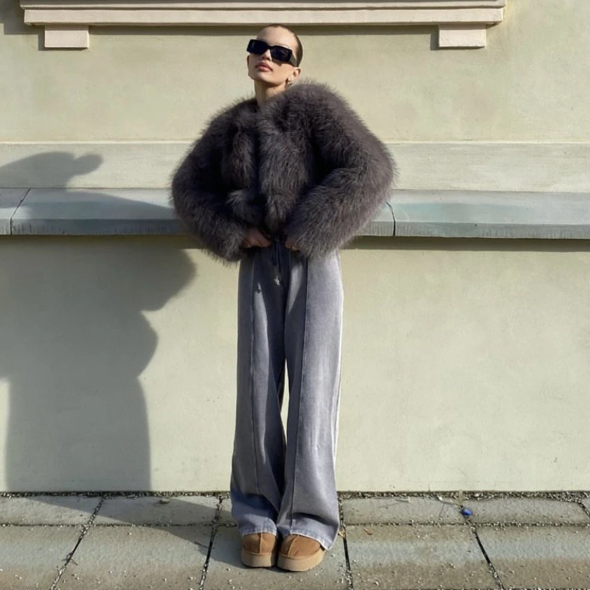 Warm Faux Fur Coats Women Jackets Autumn Winter Short Coat Thick Y2k Streetwear Elegant Jacket Open Stitch Outerwear 2025