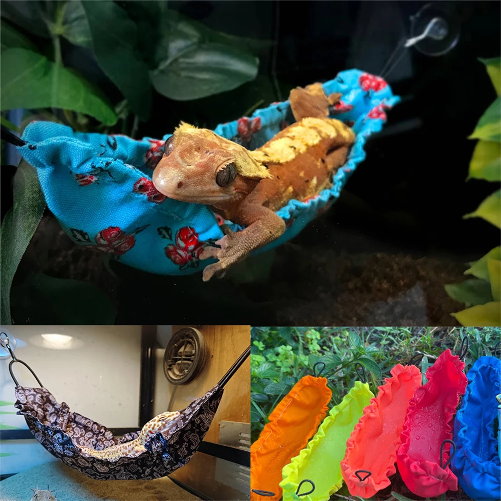 1pcs Reptile Hammock Hanging Bed Bearded Dragon Hammock With Suction Cups And Clips Soft Breathable Hammock Bed For Lizard Gecko