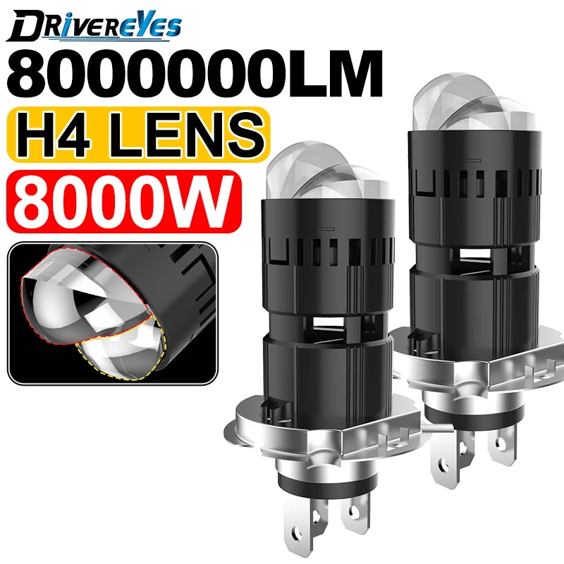8000000LM 8000W H4/9003/HB2 LED Headlight Bulb Projector Lens Super Bright 6500K White H4 Hi/Low Beam Lamp Canbus Play and Plug