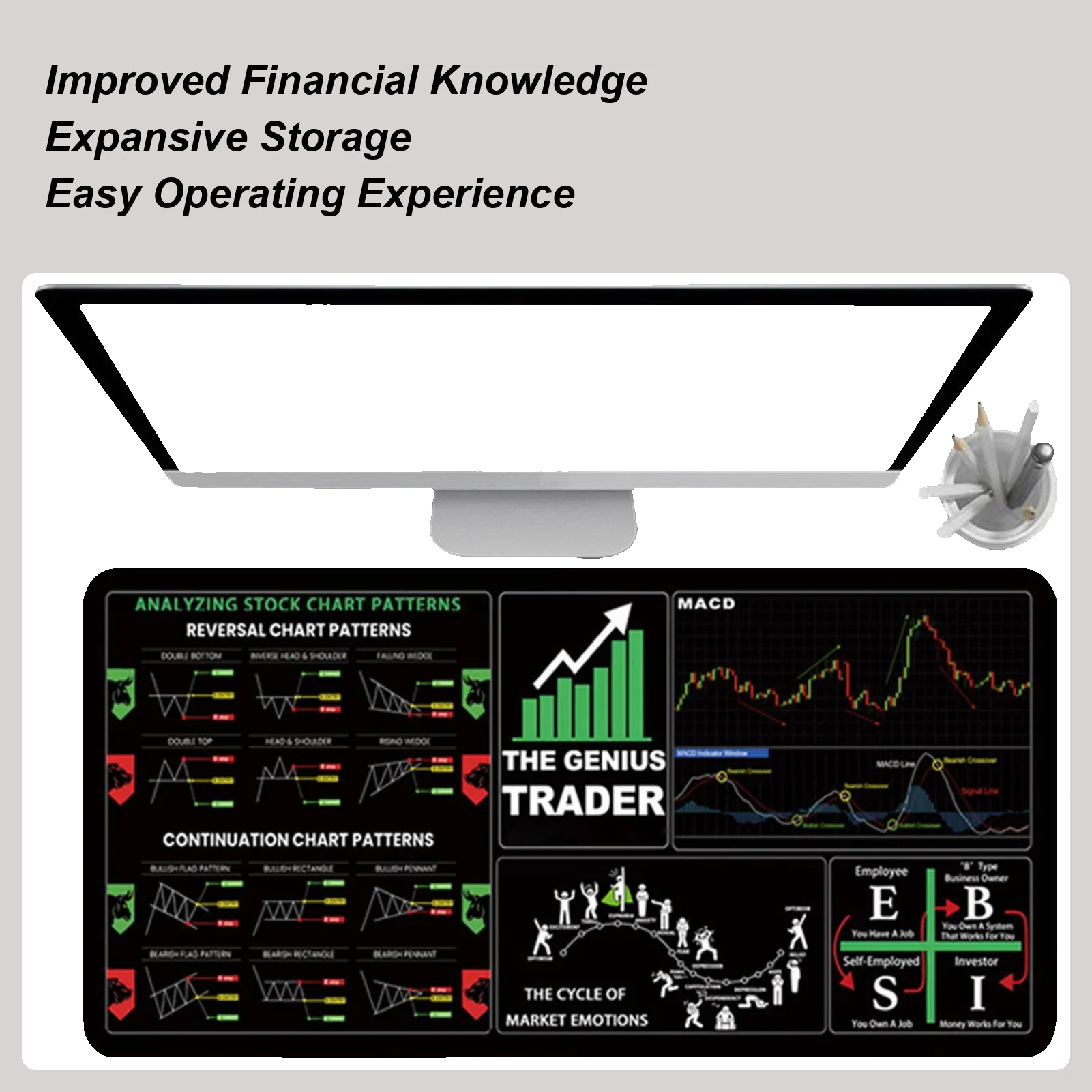 

300x800mm Stock Market Mouse Pad Large Desk Stock Market Keyboard Mat With Stitched Edges Stock Market Trading Mouse Pad