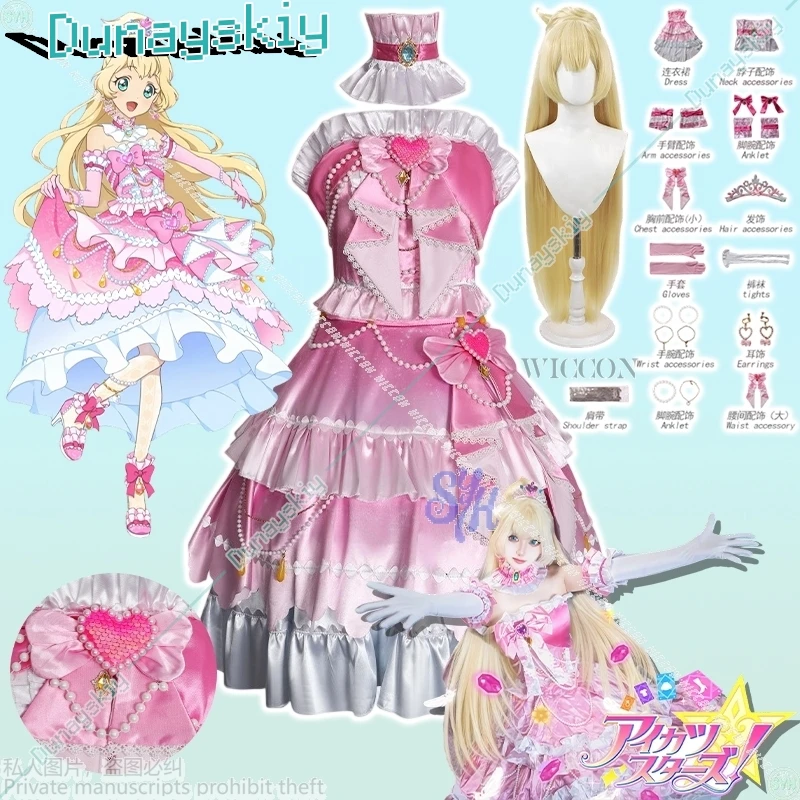 ¡Aikatsu STARS!Shiratori Hime juego de Cosplay disfraz de Anime rosa encantador vestido de pastel Kawaii corazón dulce Lolita Jirai Kei Halloween