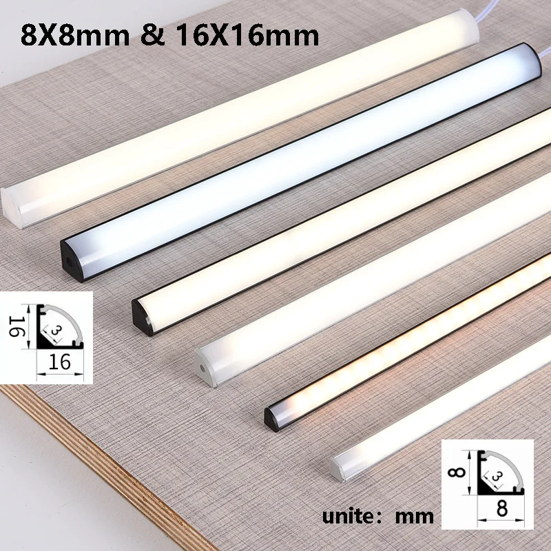 Mini 90 Degree Glowing LED Cabinet Light Aluminum Profile Surface Mounted Wardrobe Bookcase Cabinet V Shaped Hard Strip Light