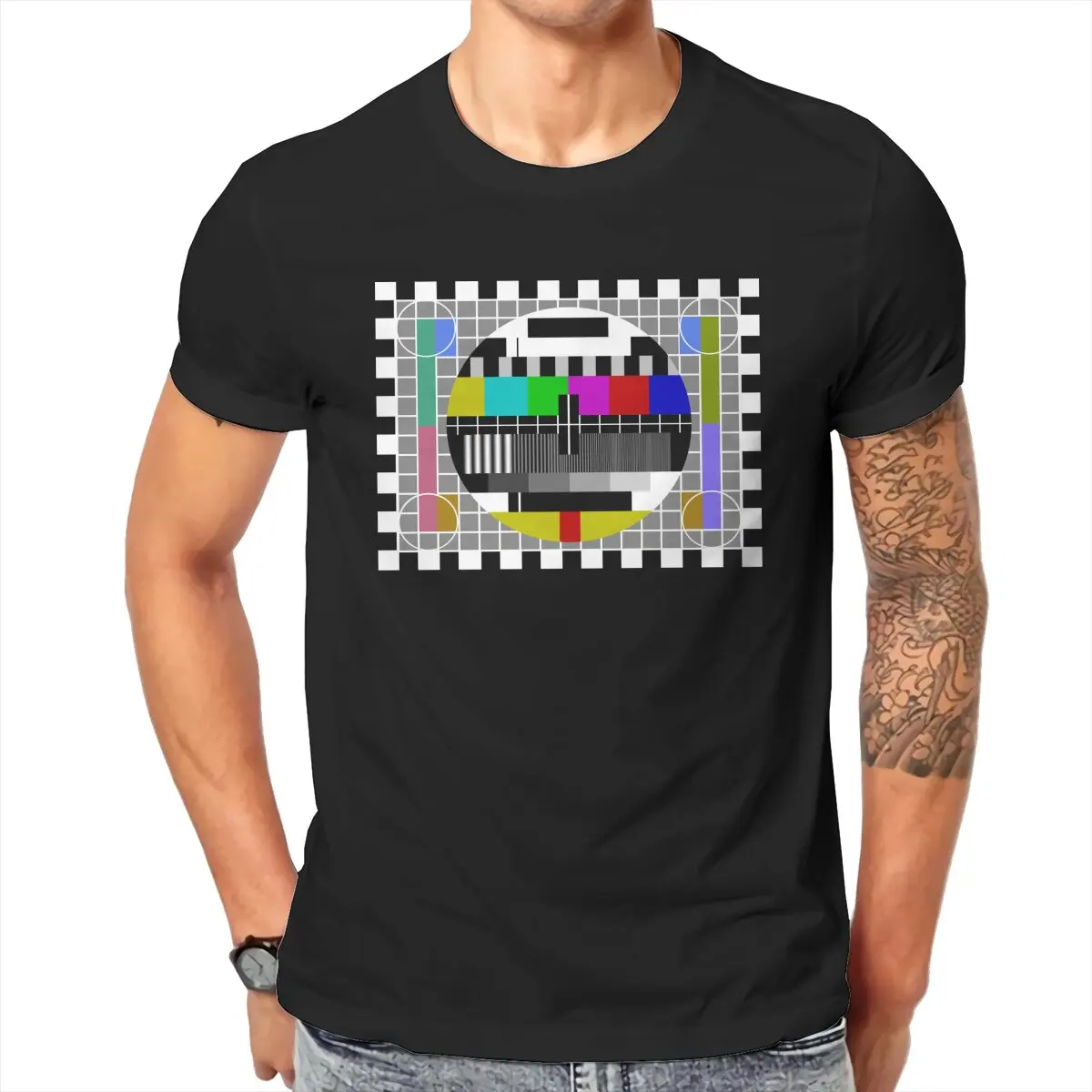 Big bang theory TV Test Pattern  Sheldon T-Shirt Men  Novelty Pure Cotton Tee Shirt  T Shirt Graphic Printed Clothing
