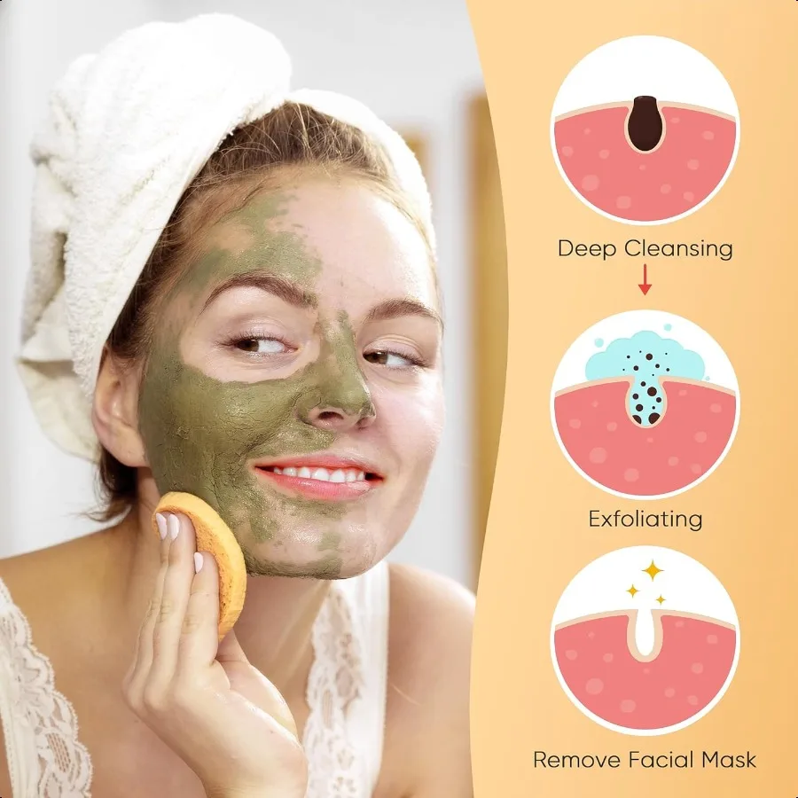 50個入り圧縮セルロース100%天然コスメティックスパスポンジ、洗顔、角質除去マスク、メイク落とし用