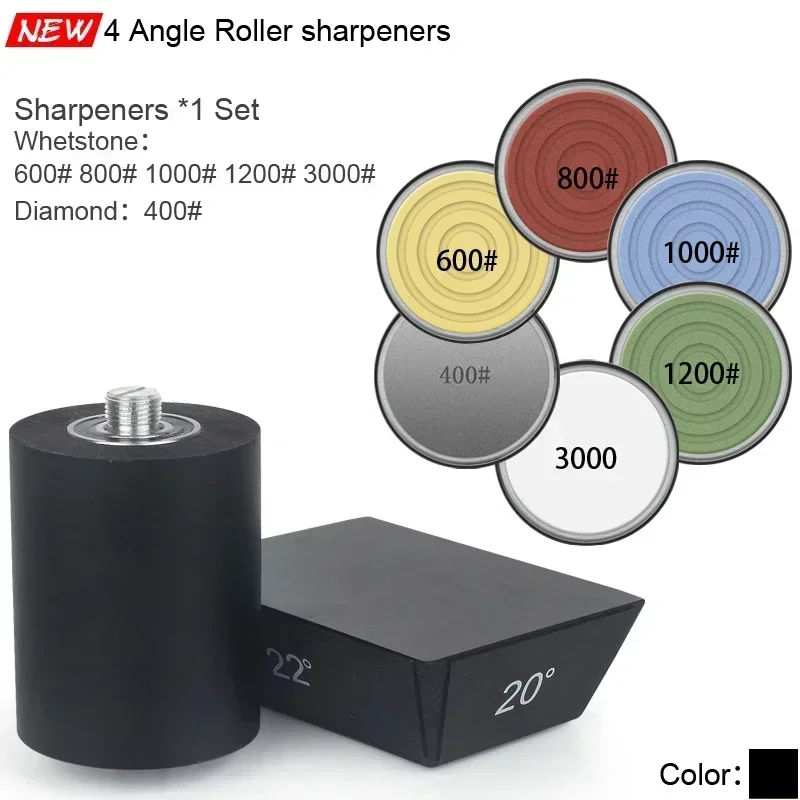 Rotating Knife Sharpener Wooden Roller Knife Sharpener Magnetism Four Angle 15/18/20/22° Kitchen Grinding System