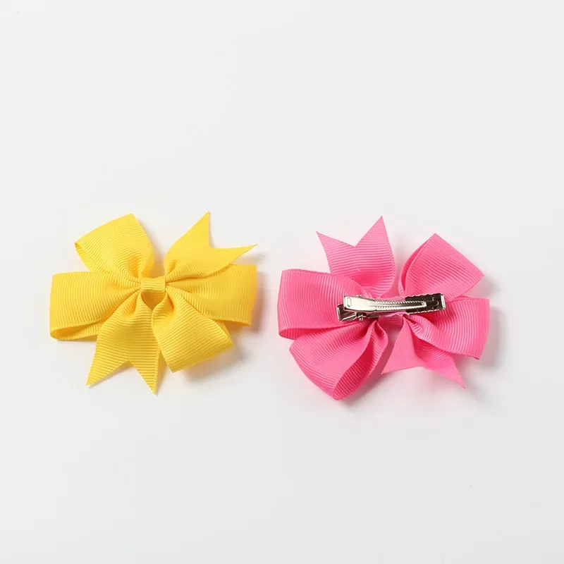 20pcs/lot Girls Ribbon Bow Clips Hairpins Alligator Metal Hair Bows Clip Headwear Children Hairbows Head Accessories