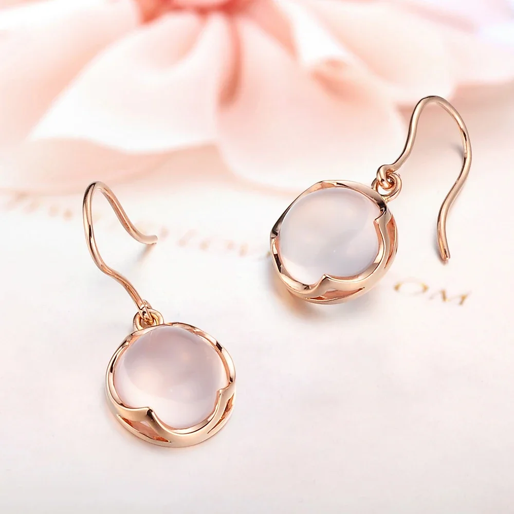 Natural hibiscus stone 18K Pure Gold Earring Real AU 750 Solid Gold Earrings Diamond Trendy  Fine Jewelry Hot Sell New 2025
