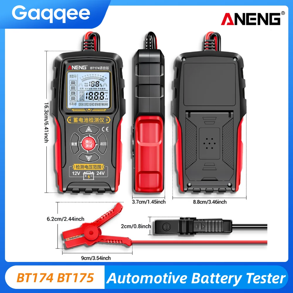 

ANENG BT175 Battery Tester for 12V 24V Lead-Acid Batteries Detection with Backlit Screen For Automotive Motorcycle