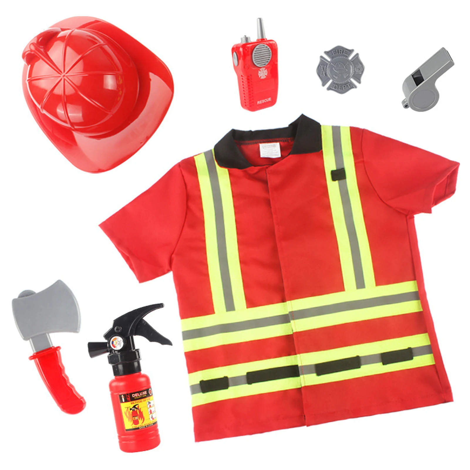 Halloween Cosplay Kids Firefighter Uniform Children Sam Fireman Role Play Clothing Suit Boy Girl Performance Party Costumes