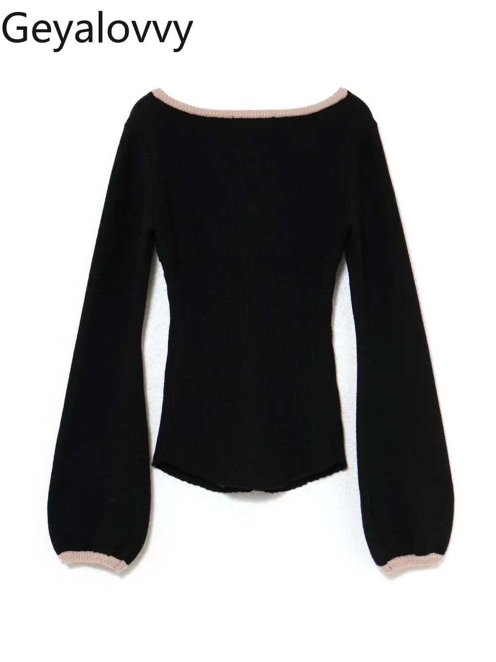 المرأة محبوك سترة الخريف الشتاء أكتوبر منتج جديد ساحة الرقبة سليم صالح كم طويل أعلى Bowknot البلوز البلوزات #6