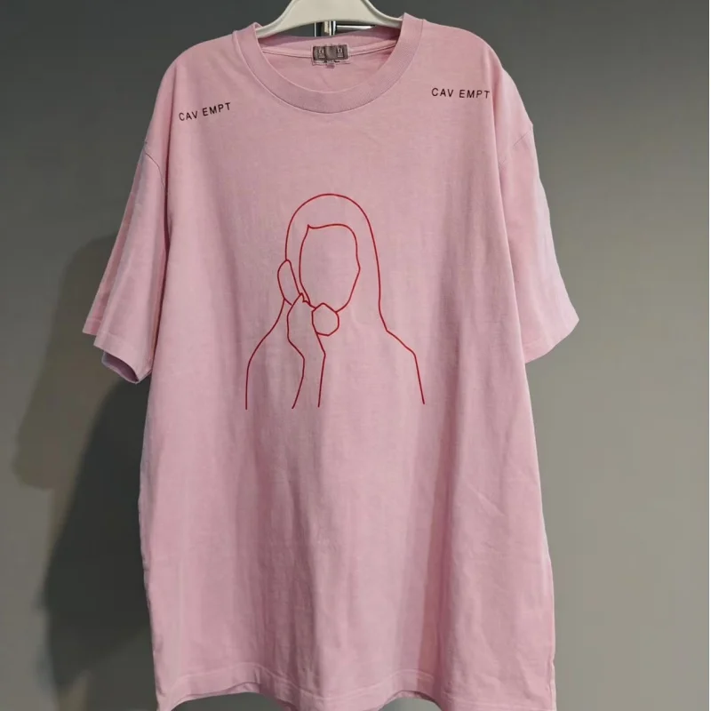 

Вэнь Женская пара Cav Empt C.E Футболка Розовый Батик Промытый Абстрактный телефонный звонок Ретро Футболка с короткими рукавами Повседневный топ CE