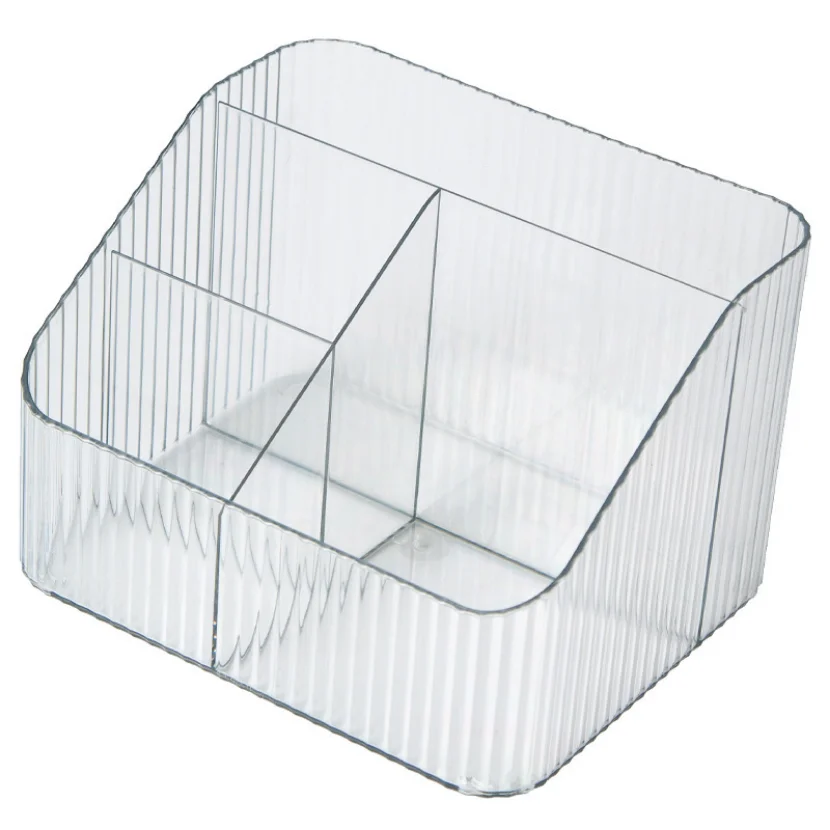 Desktop Cosmetic Pen holder Cosmetic Storage Bucket Transparent Trapezoidal Cosmetic Storage Rack1pc