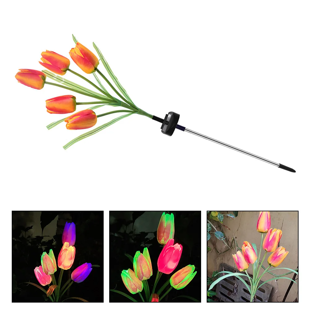 

Solar Lawn Light Lights Garden Patio Decorate Tulips Outdoor Stainless Steel Pipe Landscape