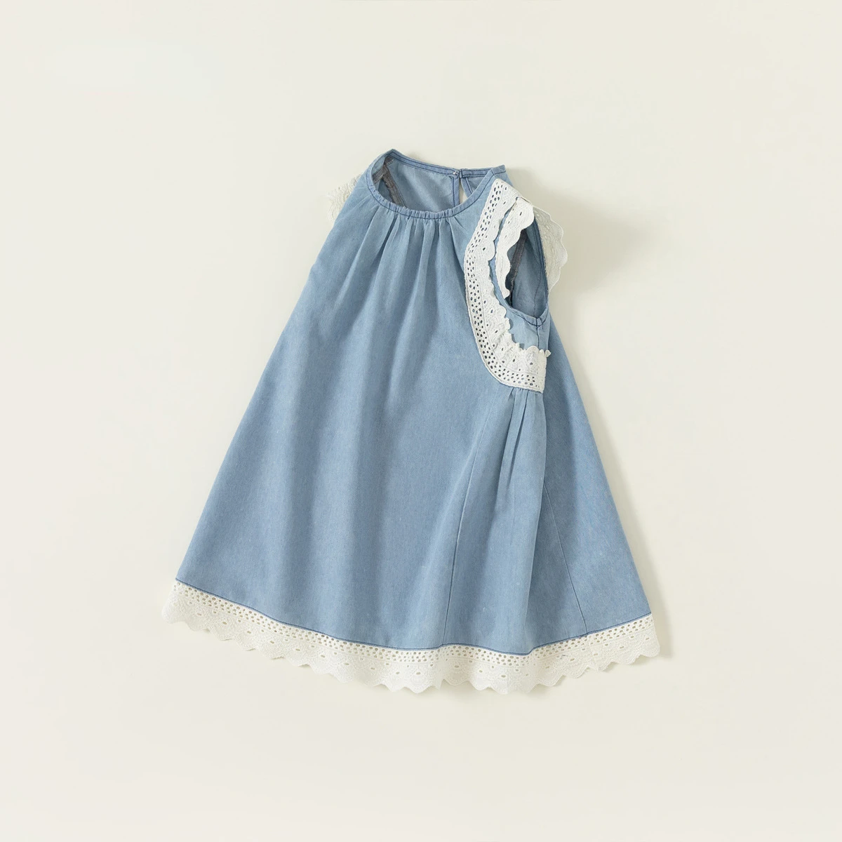 kids girl clothes sleeveless fashion cute style denim dress with lace summer dressing baby girl wear clothing