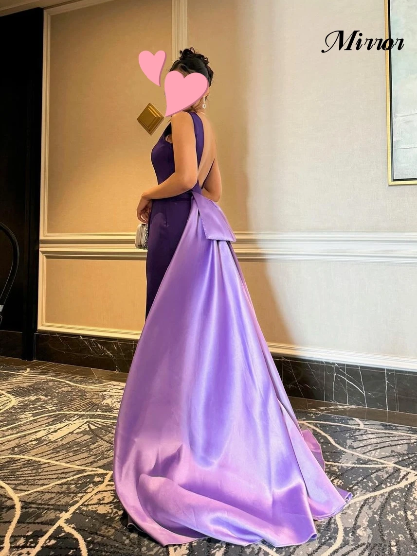 Mirror Dress Elegant Vintage Sweet Purple Lilac Backless Simple Classic Customize Formal Occasion Prom Dress Evening Party Gowns