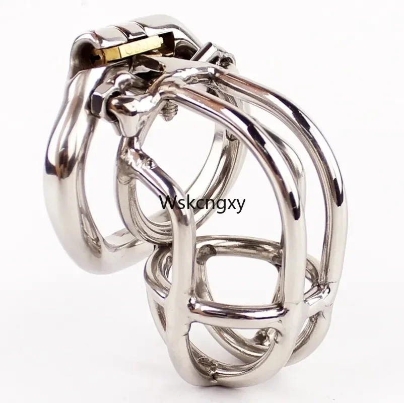 Stainless Steel Male Chastity Device Curve Chastity Cage Spike Ring Metal Penis Lock BDSM Sex Toys For Men