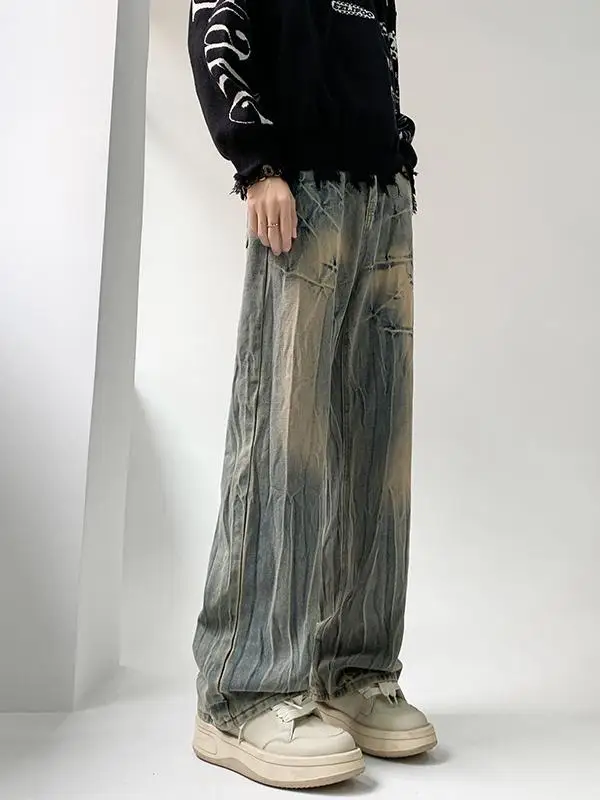 

Cleanfit Lightning Pattern Men's Jeans Straight Leg Loose Fit Casual Faion High Street Vibe Autumn Winter Design Sensation