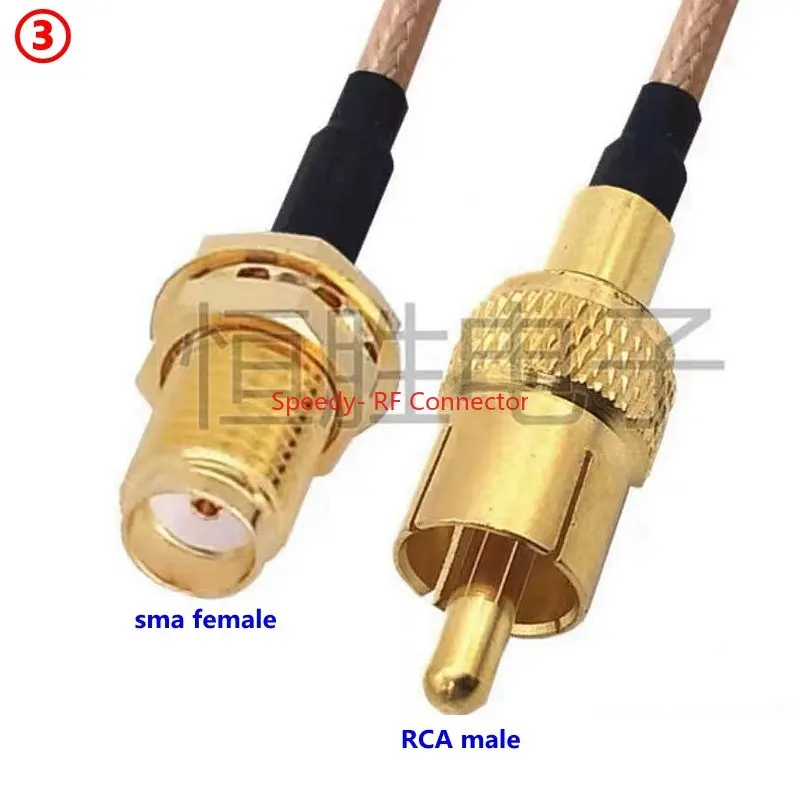 RG316 كابل محوري RCA ذكر إلى SMA BNC TNC موصل RCA ذكر أنثى تجعيد لتمديد كابل انخفاض خسارة التسليم السريع النحاس #4