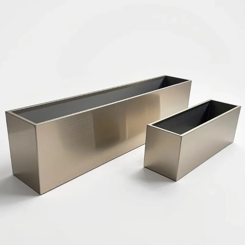 Custom size stainless steel rectangular flower pot box for commercial building airport green space decoration flower pot