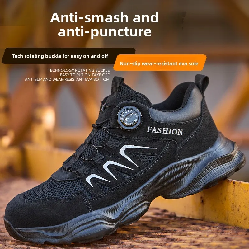 Sapatos de trabalho leves com biqueira de aço, botas de segurança industrial, sapatos de segurança anti-perfuração para construção, tênis de proteção para o trabalho._voghion.com