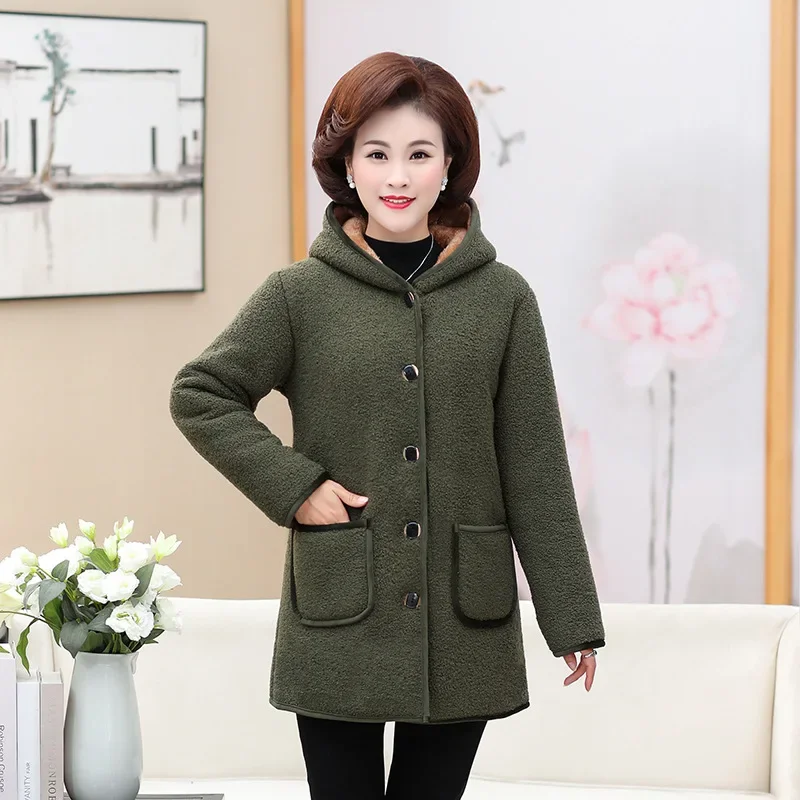 Parkas Coat Middle Aged Women Clothing Winter Plus Size Padded Warm Jacket Women'S Long Overcoat Outerwear Mother Coats FF1847