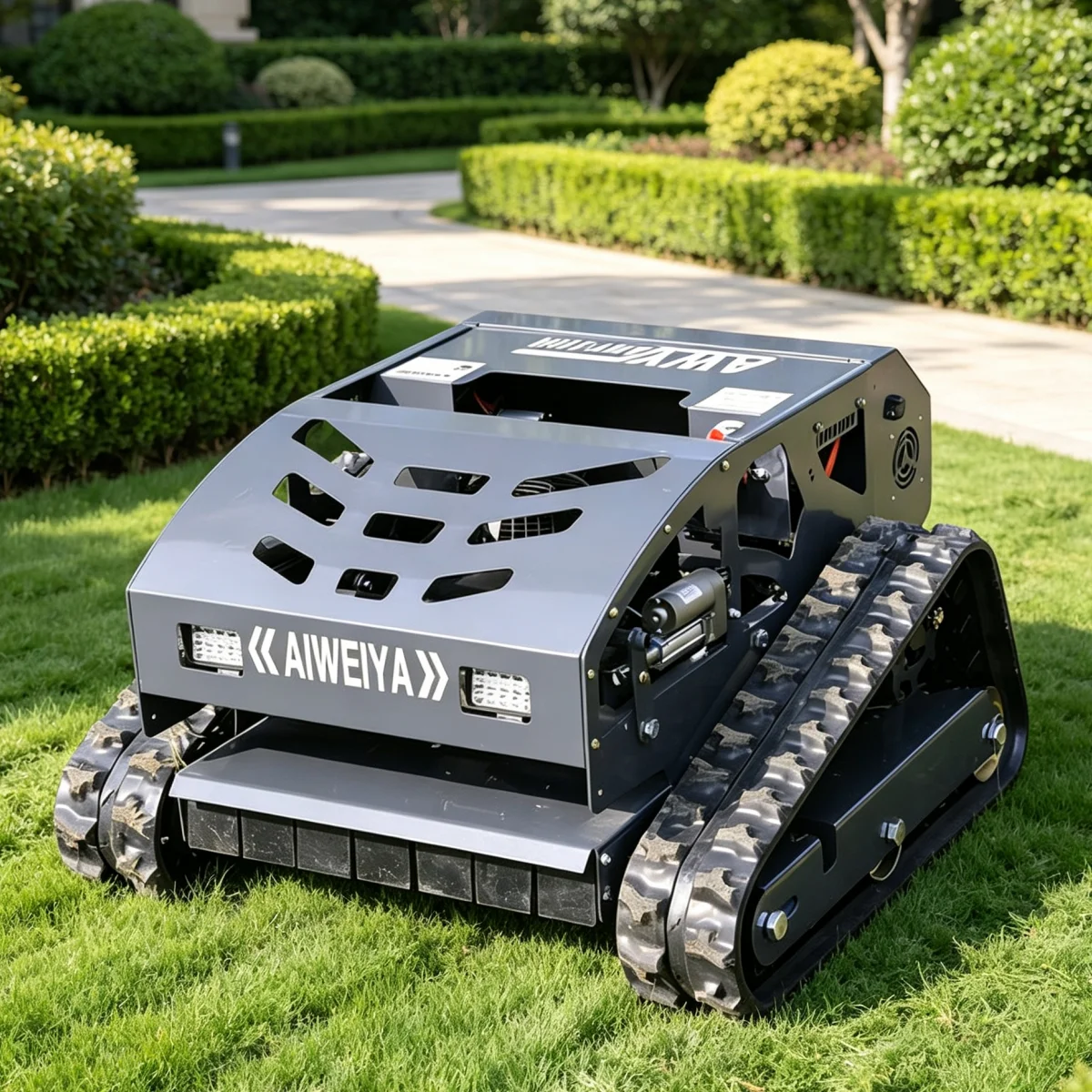 Customized 550H heavy‑duty lawn mower with optional industrial wireless remote control, adapts uneven rugged terrain of mountain