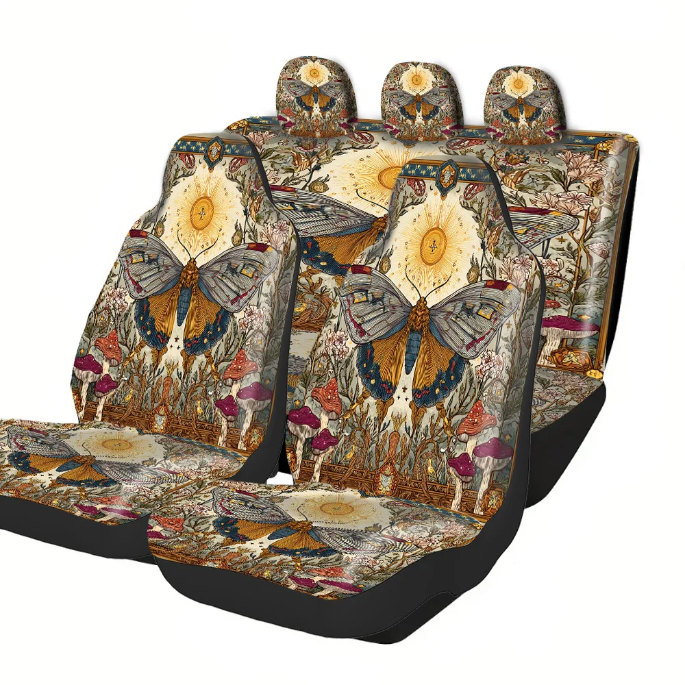 

2-5 Seat Set Car Seat Covers, Black War Horse Print,, Easy Install & Washable, Fit, Non-Slip, Absorbent, Washable - For Truck,