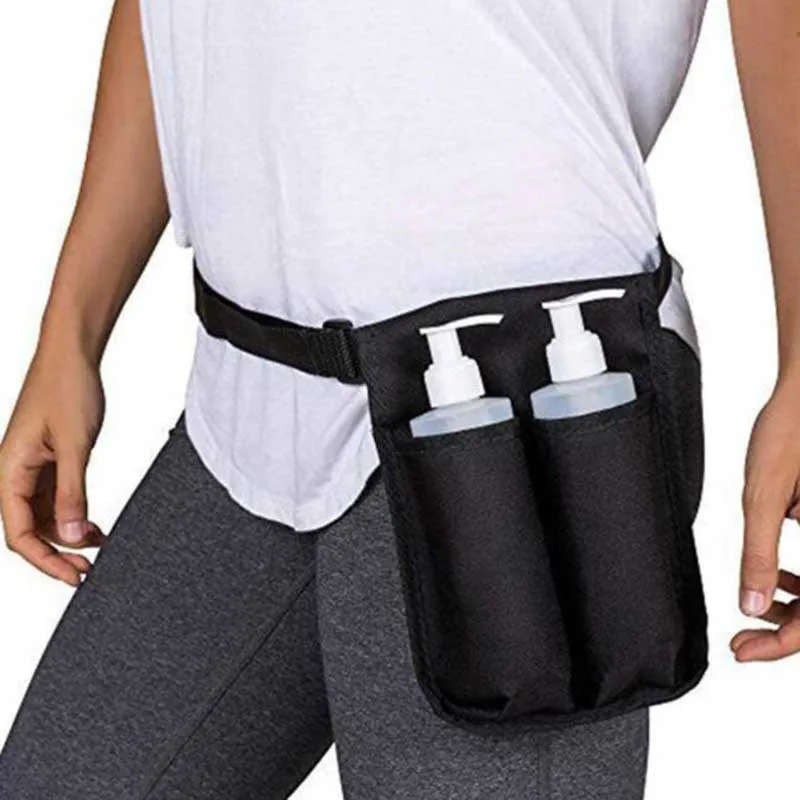 

Portable Waist Massage Bottle Holster Adjustable Double Holder For Massage Oil Lotion Essential Durable Unisex Waistband