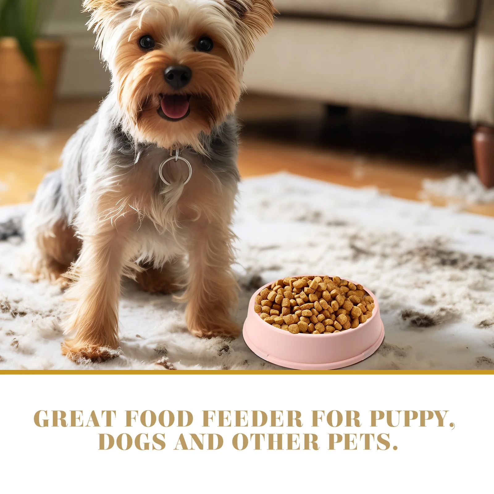 

Round Slow Eating Bowl Durable Food Dish Non-slip Pet Slow Eating Feeder Simple Food Bowl for Pet Cat Dog Puppy (Pink)