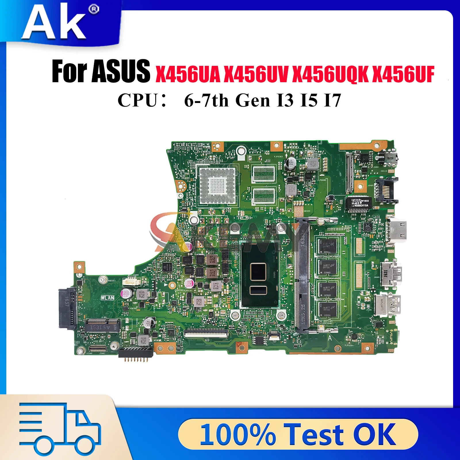 

X456UA Материнская плата для ноутбука ASUS VivoBook X456UVK X456UB F456U X456UQK X456U X456UF A456U R457U Материнская плата с процессором I3 I5 I7