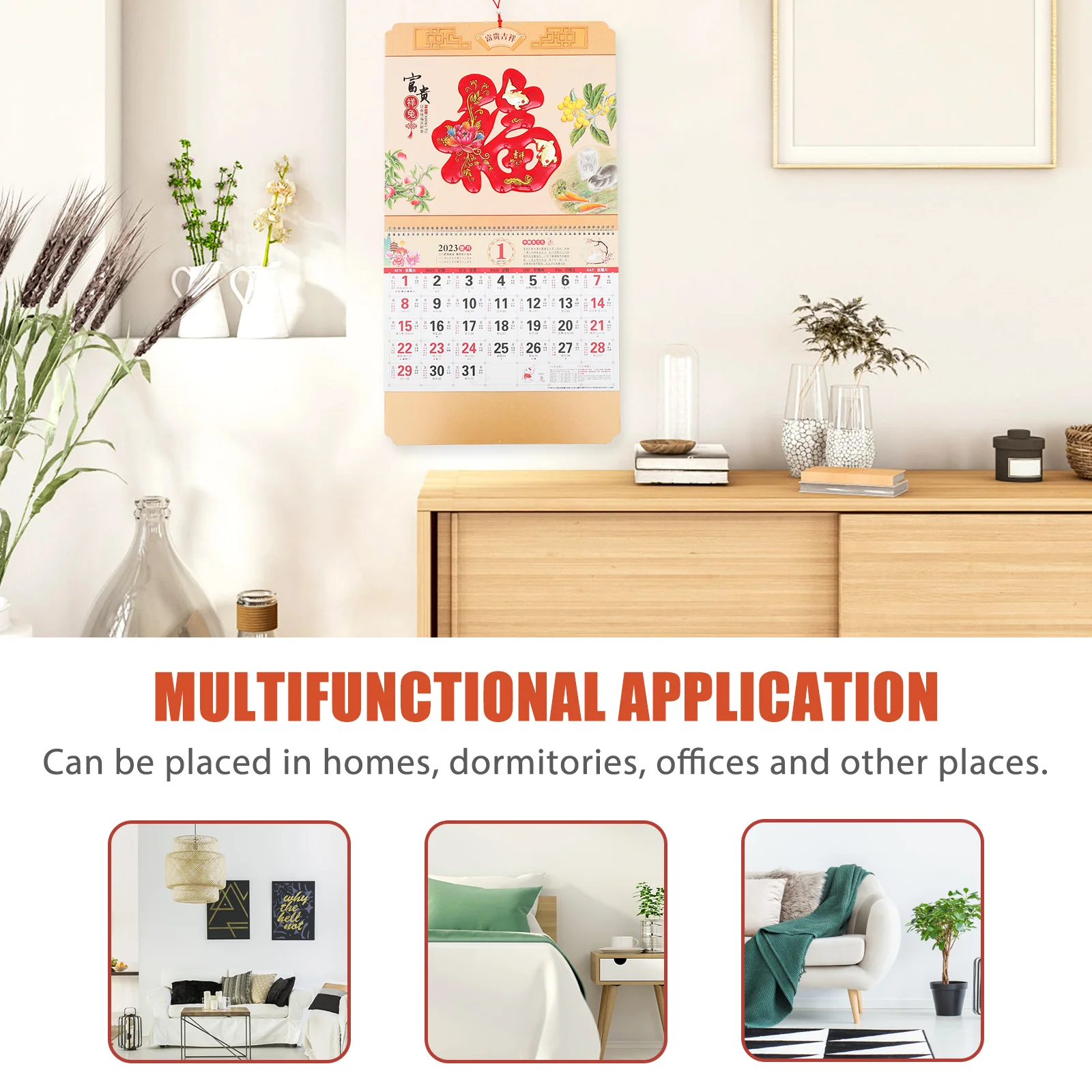 

Jade Carving Fu Calendar Adorn 2023 Hanging Tearable Lunar Year Wall Traditional Rabbit Design Thick Paper Excellent