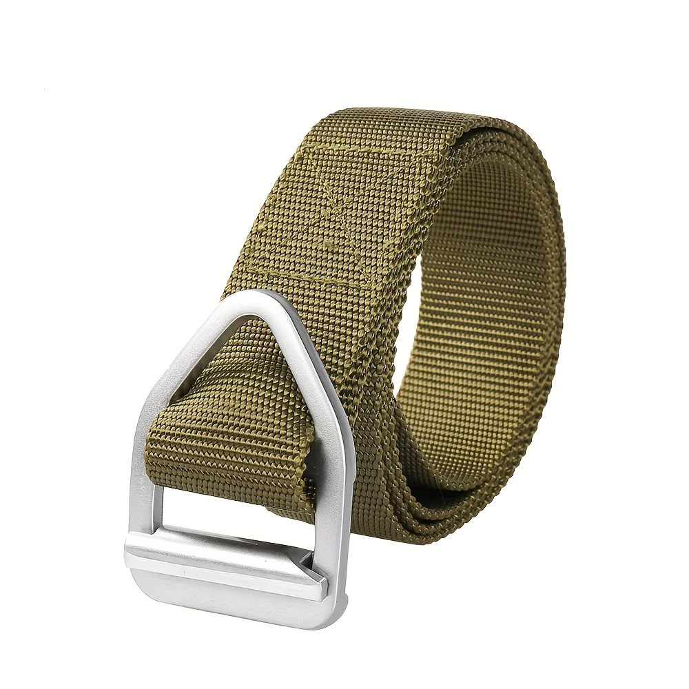1 Stück Legierungs-Canvas-Gürtel mit dreieckiger Schnalle, Outdoor-Sport-Freizeitgürtel für Herren, lässig, robust und langlebig, atmungsaktiv und leicht – Detail 4