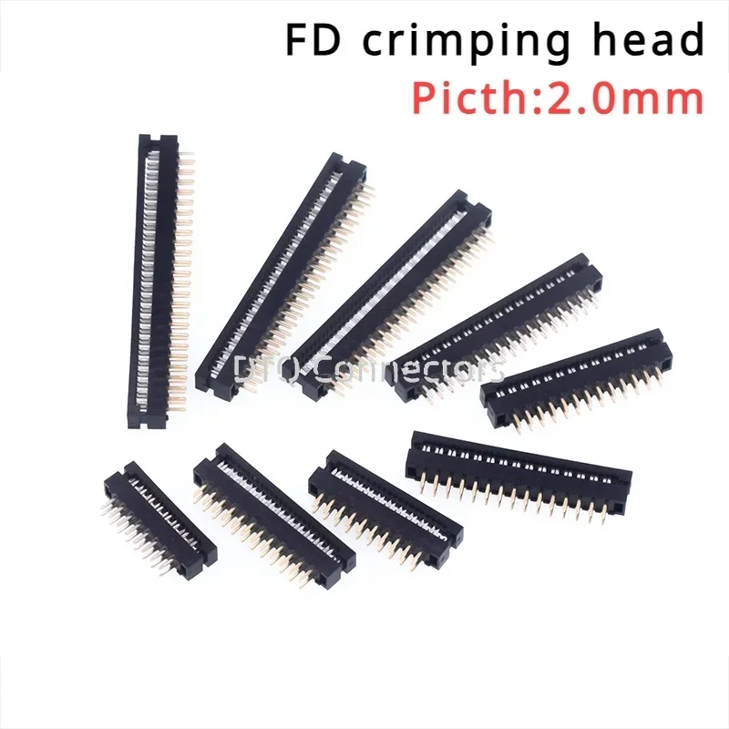 10PCS FD pressure wire head solder plate 2.0mm spacing gray wire plug connector 10P14P20P26P30P34P40P