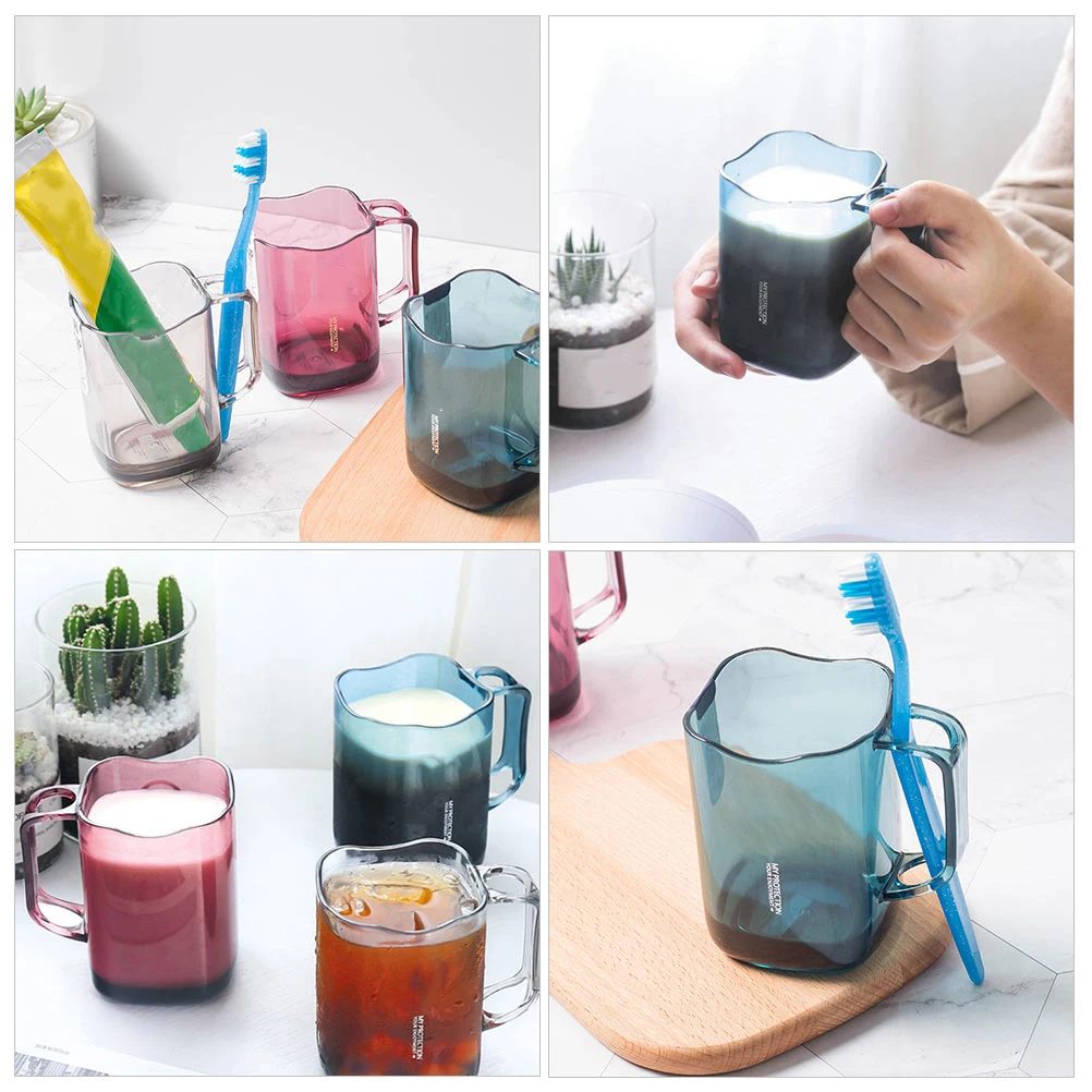 

Plastic Toothbrush Cups Portable Washing Cup Grey Mouthwash Petal Design Storage Travel Use
